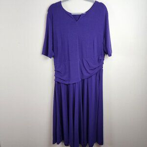 Betabrand Womens  2XL Purple Draped Dress  Short Sleeve Soft